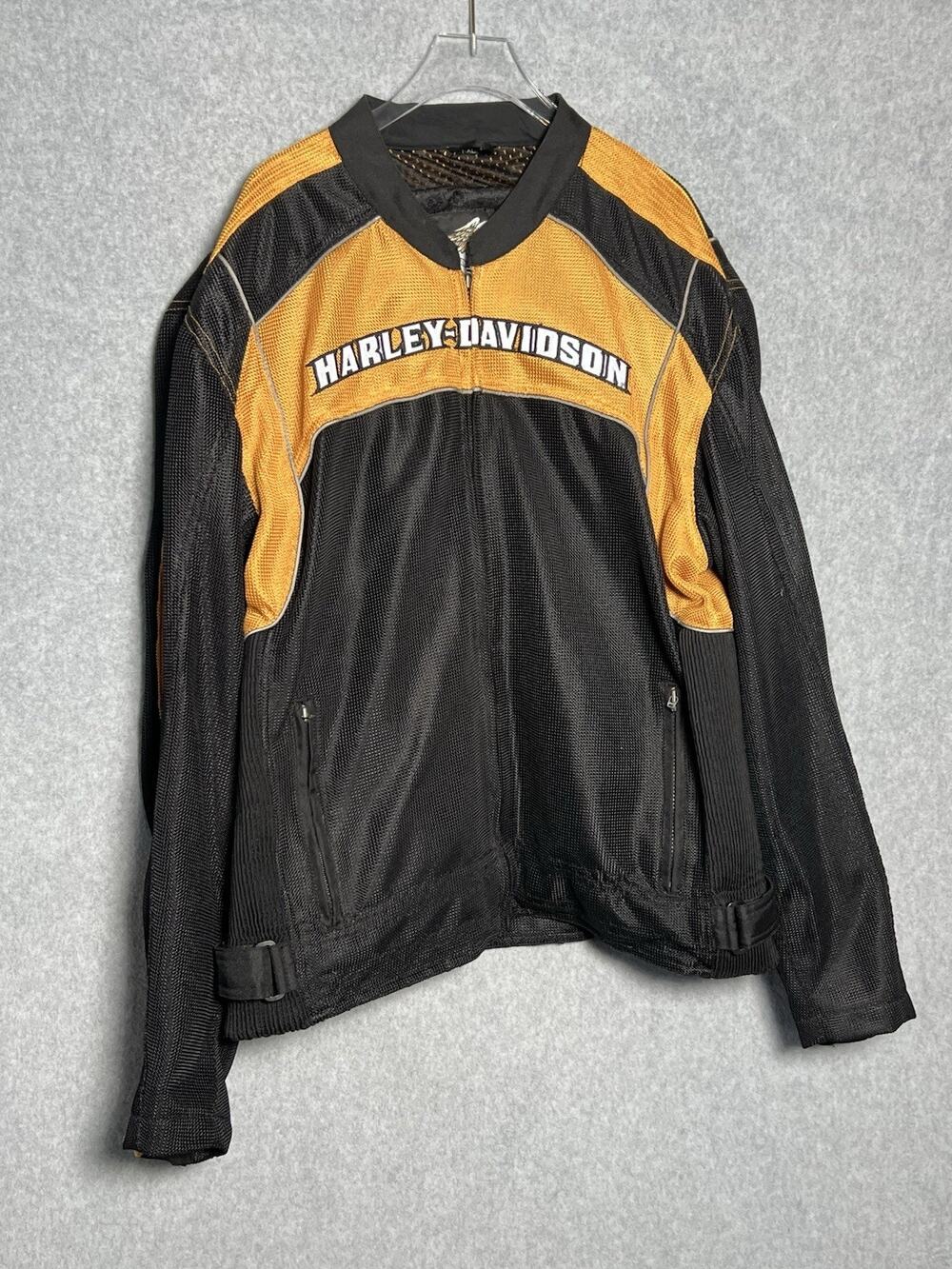 Harley-Davidson Men’s XL Mesh Riding Jacket Black Orange Motorcycle Armor